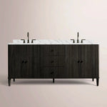 Luvoriel Reeded Double Vanity — BLACK OAK / CARRARA / OVAL