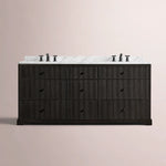 Celorin Reeded Double Vanity — BLACK OAK / CARRARA / OVAL