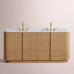 Ethoria Double Vanity — NATURAL OAK / CARRARA / OVAL