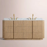 Ethoria Double Vanity — GREIGE OAK / CARRARA / OVAL