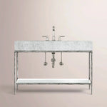 Caloria Extra-Wide Washstand — FORGED PEWTER / CARRARA / RECTANGLE