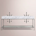 Caloria Double Washstand — FORGED PEWTER / Italian Carrara marble / RECTANGLE-72