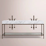 Caloria Double Washstand — FORGED BRONZE / Italian Carrara marble / RECTANGLE-72
