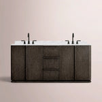 Liromelle Double Vanity — BLACK OAK / CARRARA / RECTANGLE