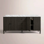 Luvoriel Reeded Double Vanity — BLACK OAK / CARRARA / OVAL