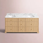 Celorin Reeded Double Vanity — LIGHT OAK / CARRARA / OVAL