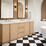 Liromelle Double Vanity — LIGHT OAK / CARRARA / RECTANGLE
