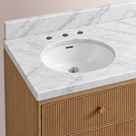 Celorin Reeded Double Vanity — NATURAL OAK / CARRARA / OVAL