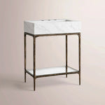 Caloria Powder Washstand — FORGED BRONZE / CARRARA / RECTANGLE