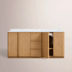 Liromelle Double Vanity — NATURAL OAK / CARRARA / RECTANGLE