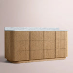 Ethoria Double Vanity — NATURAL OAK / CARRARA / OVAL
