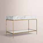 Caloria Extra-Wide Washstand — FORGED BRASS / CARRARA / RECTANGLE