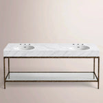 Caloria Double Washstand — FORGED BRONZE / Italian Carrara marble / OVAL-72
