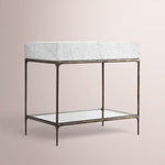 Caloria Washstand — FORGED BRONZE / CARRARA / OVAL