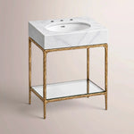 Caloria Powder Washstand — FORGED BRASS / CARRARA / OVAL
