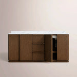 Liromelle Double Vanity — BROWN OAK / CARRARA / OVAL