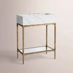 Caloria Powder Washstand — FORGED BRASS / CARRARA / RECTANGLE
