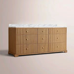 Celorin Reeded Double Vanity — NATURAL OAK / CARRARA / OVAL