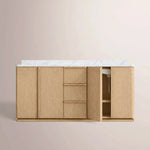 Liromelle Double Vanity — LIGHT OAK / CARRARA / RECTANGLE