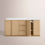 Liromelle Double Vanity — LIGHT OAK / CARRARA / OVAL