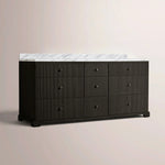 Celorin Reeded Double Vanity — BLACK OAK / CARRARA / OVAL