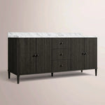 Luvoriel Reeded Double Vanity — BLACK OAK / CARRARA / OVAL
