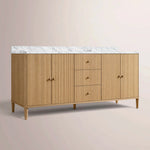 Luvoriel Reeded Double Vanity — LIGHT OAK / CARRARA / RECTANGLE