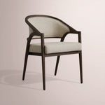 Aylora Upholstered Back Dining Arm Chair — MOCHA & PROMISE ECRU