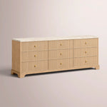 Celorin Emperador Reeded Drawer Dresser — GREIGE OAK-GREY MARBLE / 9-DRAWER DRESSER
