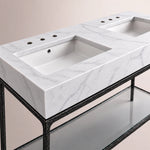Caloria Double Washstand — FORGED LRON / Italian Carrara marble / RECTANGLE-60