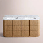 Ethoria Double Vanity — NATURAL OAK / CARRARA / RECTANGLE