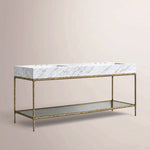 Caloria Double Washstand — FORGED BRASS / Italian Carrara marble / RECTANGLE-72