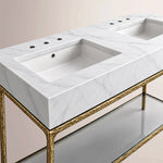Caloria Double Washstand — FORGED BRASS / Italian Carrara marble / RECTANGLE-60