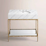Caloria Washstand — FORGED BRASS / CARRARA / OVAL