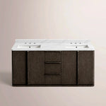 Liromelle Double Vanity — BLACK OAK / CARRARA / RECTANGLE