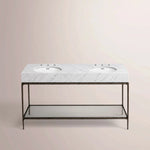 Caloria Double Washstand — FORGED BRONZE / Italian Carrara marble / OVAL-60