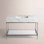 Caloria Extra-Wide Washstand — FORGED PEWTER / CARRARA / RECTANGLE