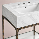 Caloria Powder Washstand — FORGED BRONZE / CARRARA / RECTANGLE