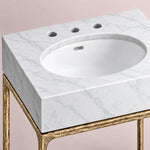 Caloria Powder Washstand — FORGED BRASS / CARRARA / OVAL