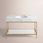 Caloria Extra-Wide Washstand — FORGED BRASS / CARRARA / OVAL