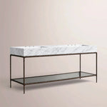 Caloria Double Washstand — FORGED BRONZE / Italian Carrara marble / RECTANGLE-72