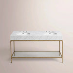 Caloria Double Washstand — FORGED BRASS / Italian Carrara marble / OVAL-60