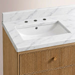 Celorin Reeded Double Vanity — NATURAL OAK / CARRARA / RECTANGLE