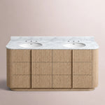 Ethoria Double Vanity — GREIGE OAK / CARRARA / OVAL