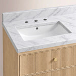 Celorin Reeded Double Vanity — LIGHT OAK / CARRARA / RECTANGLE