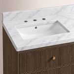 Celorin Reeded Double Vanity — BROWN OAK / CARRARA / RECTANGLE