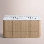 Ethoria Double Vanity — GREIGE OAK / CARRARA / RECTANGLE