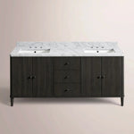 Luvoriel Reeded Double Vanity — BLACK OAK / CARRARA / RECTANGLE