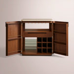 Corvela Bar Cabinet — WALNUT / CREAM STONE