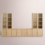 Norvella Modular Glass Media Cabinet Set — SAND